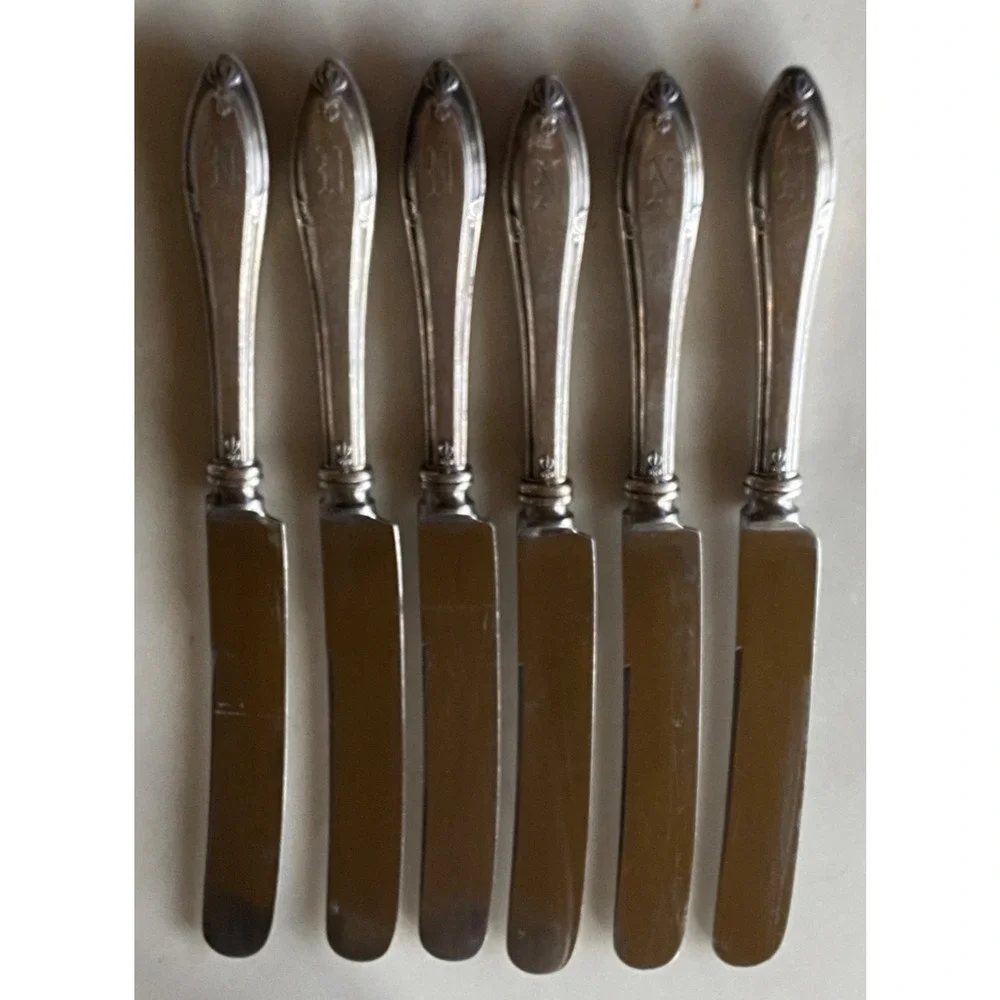 SET 6 DINNER KNIVES! Vintage GORHAM silverplate: PROVIDENCE pattern Monogram 
